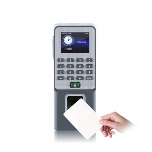 Byometrik Fingerprint MF 13.56MHz Smart Card Punching Pòt Kontwòl Aksè Sistèm ak Machin Prezans (F09)