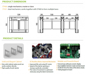 GRANDING ST401 Matipid Matibay na Double Motor Automatic Swing Gate Turnstile Barrier na May Waterproof Function